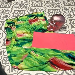 Maxi Skirt Unique Print Fold Over Waist